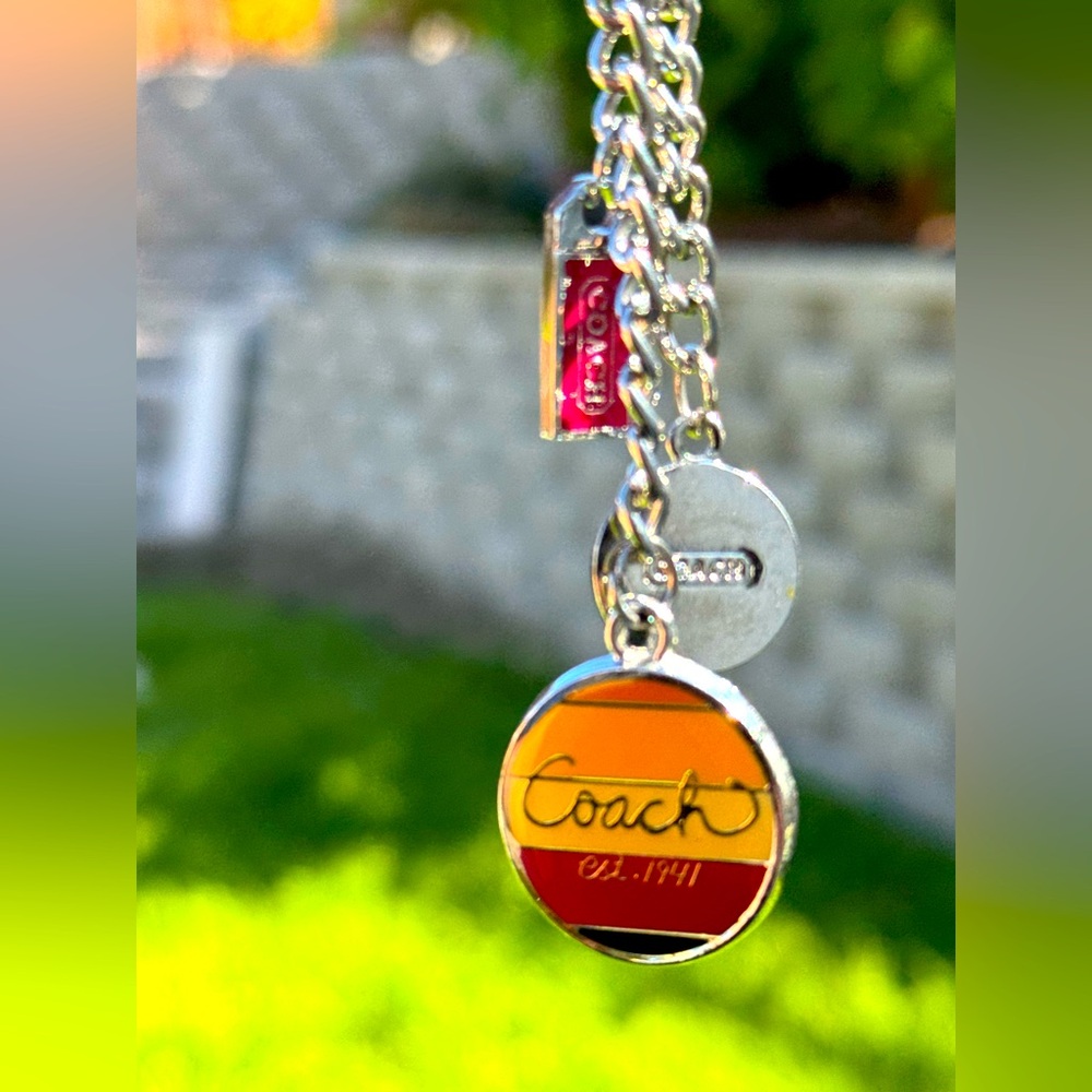 Coach Multicolor Charm Clasp Keychain w/Silver Vintage